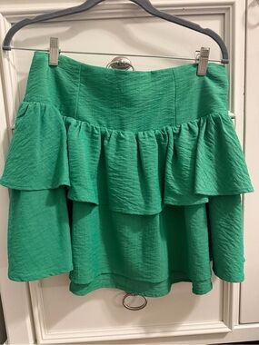 Green Ruffle Tiered Mini Skirt